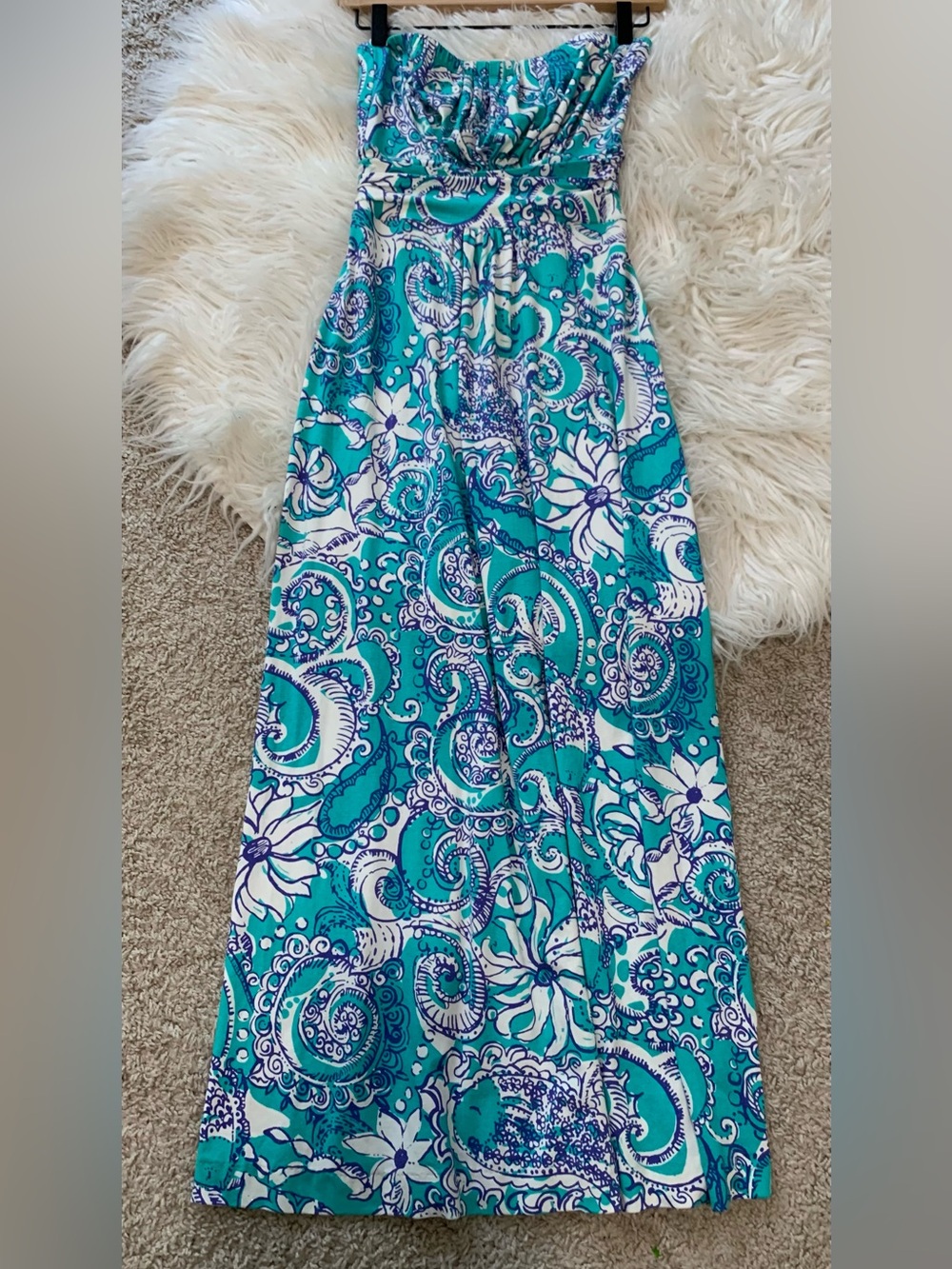 Lilly Pulitzer Holbrook Strapless Maxi Dress Montauk Seafoam Green Size XS - Picture 2 of 7
